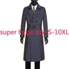 يمزج الصوف للرجال وصول الأزياء عالية الجودة X-LONG طوق الدوران غير الرسمي مزدوج الصدر معطف Chameleon Coat Coat Plus Size S-8XL9XL10XL 231117