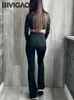 سراويل المرأة Capris Bivigaos مخططة أسود Micro Micro Women Women High Weist Slim Sport Pocket Lepgings Spring Autumn Horseshoe 231116