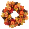 Decorative Flowers 40/50cm Halloween Wreath Pumpkin Berry Decoration Maple Garland Rattan Artificial Fall Front Door Home Decor Thanksgiving