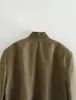 Jaquetas Femininas Jaqueta Bomber Feminina Caqui Exército Verde Solto Cropped Casaco Outerwear Casual Moda Coreana Chique Básico Bolso Vintage Retro Y2k