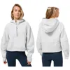 LU-99 New Women Sport Yoga Jacket half Zipper Coat Yoga Clothes Fitness Outfits Running Hoodies Thumb Hole Sportwear Gym Workout Hooded Top