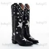 Boots Womens Western Boots Embroidered Cowboy Boots For Women Star Design Slip On 2023 Brand New Summer Autumn Cowgirls Shoes Vintage T231117