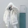 Damesbont namaakbont Koreaanse verdikte nerts fluwelen jas Dames winterkleding Jasversie Losse imitatie konijnenbont Pluche bontjas met capuchon 231116