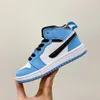 Jumpman 1 1s Mid Kids Basketball Shoes 2023 Aurora Green Multi-Color Bred Toe Arctic Pink Top 3 Chicago University Blue Toddler Sneakers Size 22-37