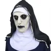 Masques de fête La nonne masque d'horreur Cosplay Valak effrayant masques en Latex avec foulard casque intégral accessoires de fête d'Halloween 2209082102