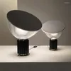 مصابيح المائدة الثريات أضواء حديثة LED Radar Lampblack Sliver Rose Gold Metal Glass Lamp لغرفة النوم دخن بجانب السرير