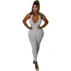 Women Jumpsuits Designer 2023 Ny fast färg Ribbed Suspender Open Back Rompers 6 färger