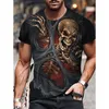 Herr t-skjortor 2023 Summer Men's T-shirt Personlig trend skräck Skull Series 3D Digital Printing Casual Fashion T-shirts