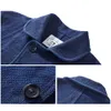 Men's Jackets Heavy Weight Indigo Jacket Men Autumn Winter Vintage Workwear Tooling Jacket Blue Dyed Kendo Fabric Multi-pocket Cardgian Coat 230417