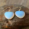 Collier boucles d'oreilles ensemble pierre naturelle coeur forme boucle d'oreille opale plaqué or classique élégant femmes anniversaire bijoux