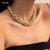 Shixin överdriven tjock korsningskedja choker halsband Colar för kvinnor hiphop guld silver färg chunky halsband kedja på halsen1213f
