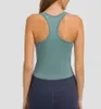 Lu-140 Racerback Vest Ebb to Street Tank Yoga Roupfits Sports Top com sutiã acolchoado de alta resistência à prova de choque de ginástica de ginástica de ginástica feminina