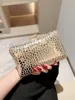 Evening Bags Stone Skin Evening Bags Gold Leather Wedding Dinner Wallets Party Banquet Bags With Chain Mini Purse Drop 231117