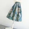 Юбки винтажная элегантная корейская модная масляная живопись, юбка для бального платья с высокой талией пухлая плиссированная длинная миди -юбка для женщин Falda Aesthetic 230417