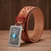 Belts 3.8CM Real Cowskin Genuine Leather Belt for Men Wide Quality Design Chinese Ethnic Style Auspicious Pattern Embossing StrL231117