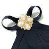 Spille Papillon in tessuto nero Spilla Spilla Perla Strass Bowknot Collo bavero vintage per accessori abbigliamento donna