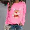 Capuz feminino Roupas de Natal Autumn Women Elk Print Hoody Sweatshirt