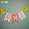 Party Decoration 1Set Blue Pink One Banner Flags Garland Boy Baby Shower Bunting Girl First Birthday Flag 1st Favor