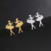 Stud Skyrim Edelstahl Ballett Ohrstecker für Frauen Gold Farbe Tanzendes Mädchen Ballerina Tänzerin Ohrstecker Schmuck HochzeitsgeschenkL231117