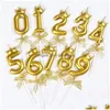 Candles Golden Baby Crown Happy Birthday Cake Decoration Digital Candle 0-9 Gold Powder Diy Creative Party Anniversary Drop Delivery H Dhsyd