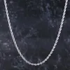 Catene Collana a catena in oro bianco ed corda veneziana di Singapore per uomini e donne 3mm Gioielli Hip Hop CultureChains2499