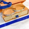 Women Bangle Luxury Designer Letter Jewelry 18K Gold Plated Stainless Steel Wedding Lovers Gift Bangles S211