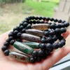 Bracelets de charme Énergie naturelle tibétaine Dzi Agates Bracelet pour femmes hommes Ruyi Phoenix Dragon Eyes Agat Black Lava Strand Guérison