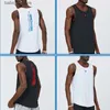 メンズタンクトップランニングベストスポーツノースリーブTシャツの男性クイックドライドライエラスティックバスケットボール通気性ジムトップトップT230417