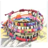 Charm-Armbänder für Damen, handgefertigt, geflochtene Schnürarmbänder, wasserdichtes Wachsseil-Armband, Mticolor Surfer Wrap, verstellbar, Boho, Sommer, Dhcng