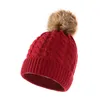 0-3 Years Winter Baby Knitted Hats Woolen Yarn Beanies For Kids Pom Poms Fur Ball Beanie Hat Infant Kids Hat