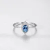 European Luxury Blue Gem Eye S925 Silver Ring smycken modemärke Kvinnor Micro Set 3A Zircon High End Ring for Women Wedding Party Valentine's Day Christmas Gift SPC