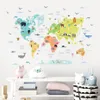 Wall Stickers Cartoon Animal World Map Nursery Wall Sticker Peel and Stick Vinyl Removable Wall Decal Mural Kids Bedroom Playroom Home Decor 230417