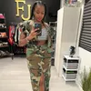 Giacche da donna STYLISH LADY Camouflage Stampato 2023 Estate Donna Manica corta Colletto rovesciato Bottone Streetwear Cropped Ruffle