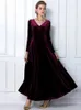 Urban Sexy Dresses Autumn Velvet Maxi Dress Women Winter Long Party Dress Ladies A Line Velor Elegant Dress for Women 3XL 231117