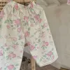 Roupas Conjuntos de roupas Melario Girls Desenta camisa calça oneck de manga curta Tops Tops Tops elásticos calças de cintura Floral verão infantil roupas de meninas 230417