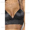 Damen Tanks Camis DIRTYLILY Sexy Frauen Ärmellose Mesh Strass Mode Crop Tops 2020 Sommer Strand Party Shinny Durchsichtig Fishnet Tank Top T230417