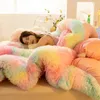 Blanket Luxury Solid Color Plush Furry Warm Wool Girl Bedding Mink Velvet Double Duvet Cover Quilt Home Textile 231116