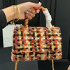 Designer Women Tweed Quilted Handle Shouder Bag France Luxury Brand Woolen Houndstooth Small Tote Handbag Lady Weave Chain Strap Flap Crossbody Bags 22cm