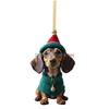 Decorações de Natal Cão Enfeites de Natal Acrílico Dachshund Pingente para Porta Carro Espelho Retrovisor Janela Mochila Parede Árvore Drop de DHC2M