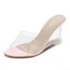 Slippers Summer New Women Slippers PVC Jelly Crystal Heel Transparent Women Sexy Clear High Heels Simple Wedge Sandals Pumps Size 3443 J230417