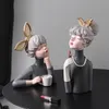 Altro Decorazioni per la casa Modern Luxury Bowknot Ragazza Figurine in resina Decorazione per la casa Persone Busto Piastra di stoccaggio Statua Gilr per la decorazione della stanza Regali di nozze 230417