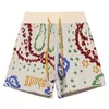 Shorts pour hommes Rhude Summer Designer Pantalons de plage de couleur cajou tricoté jacquard cordon de serrage shorts américains high street hommes décontractés