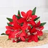 Decorative Flowers 7 Head 35cm White Lily Artificial Party Wedding Bridal Bouquet Fake Plant For Living Room Home Garen Decoration