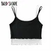 Damen Tanks Camis Bold Shade Grunge Streetwear 90er Jahre Stil Frauen Patchwork Indie Vintage Tank Tops Skinny Ribbed Strap Crop Top Basic 230417