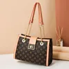 Wholesale ladies shoulder bags classic printed chain bag street trend contrast leather handbag horizontal multifunctional color matching fashion backpack 6276