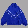 Men's Jackets Hip Hop Reflective Striped Jackets Mens Harajuku Patchwork Zipper Windbreaker Streetwear Casual Loose Varsity Coats Unisex Blue 231116