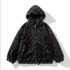 Nouvelle veste de luxe pour femme manteau noir designer fermeture éclair lâche filles coton rembourré peluche à capuche ample laine fourrure cardigan imprimé à capuche surdimensionné 3XL vestes