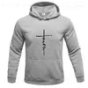 Mäns hoodies tröjor "Faith" Men's Casual Sports Hooded Crew Neck Neck Fashion Letter Print Sweatshirt Fleece Hoodie Men's Clothing Fashion T231117