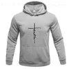 Felpe con cappuccio da uomo Felpe "Faith" Casual da uomo Sport con cappuccio Girocollo Oversize Moda Lettera Stampa Felpa in pile Felpa con cappuccio Abbigliamento da uomo Moda T231117