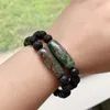 Bracelets de charme Énergie naturelle tibétaine Dzi Agates Bracelet pour femmes hommes Ruyi Phoenix Dragon Eyes Agat Black Lava Strand Guérison